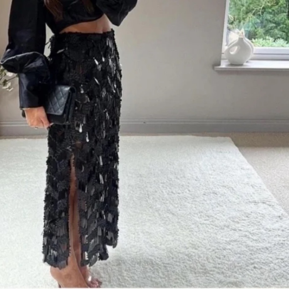 Zara black sequin skirt